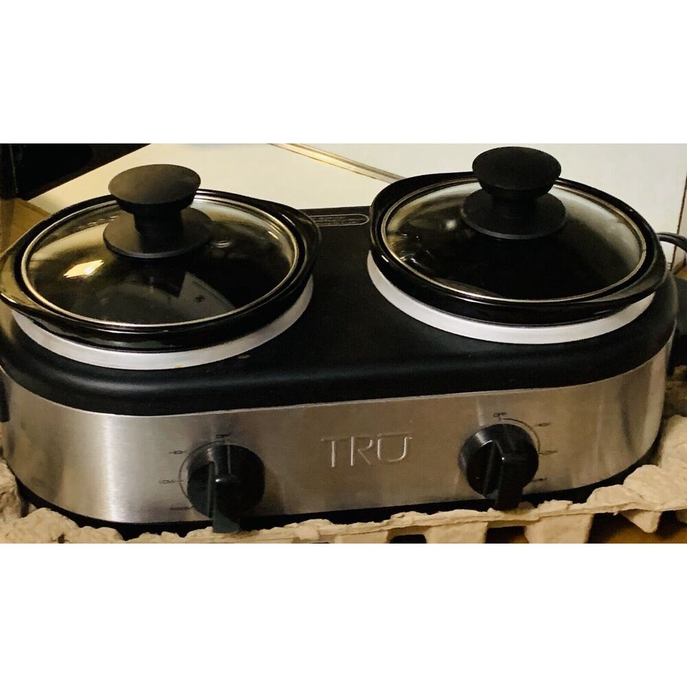 TRU Dual Crock Pot Buffet Slow Cooker SC-2125 In Box 1.25 QT Each Pot Tested